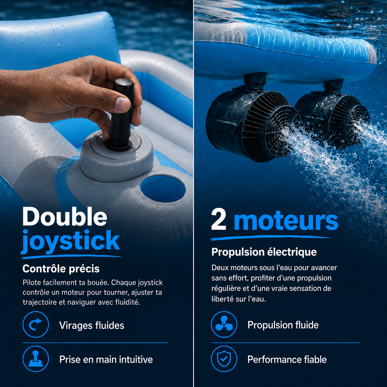 Double joystick indépendant et deux moteurs électriques sous-marins de la bouée